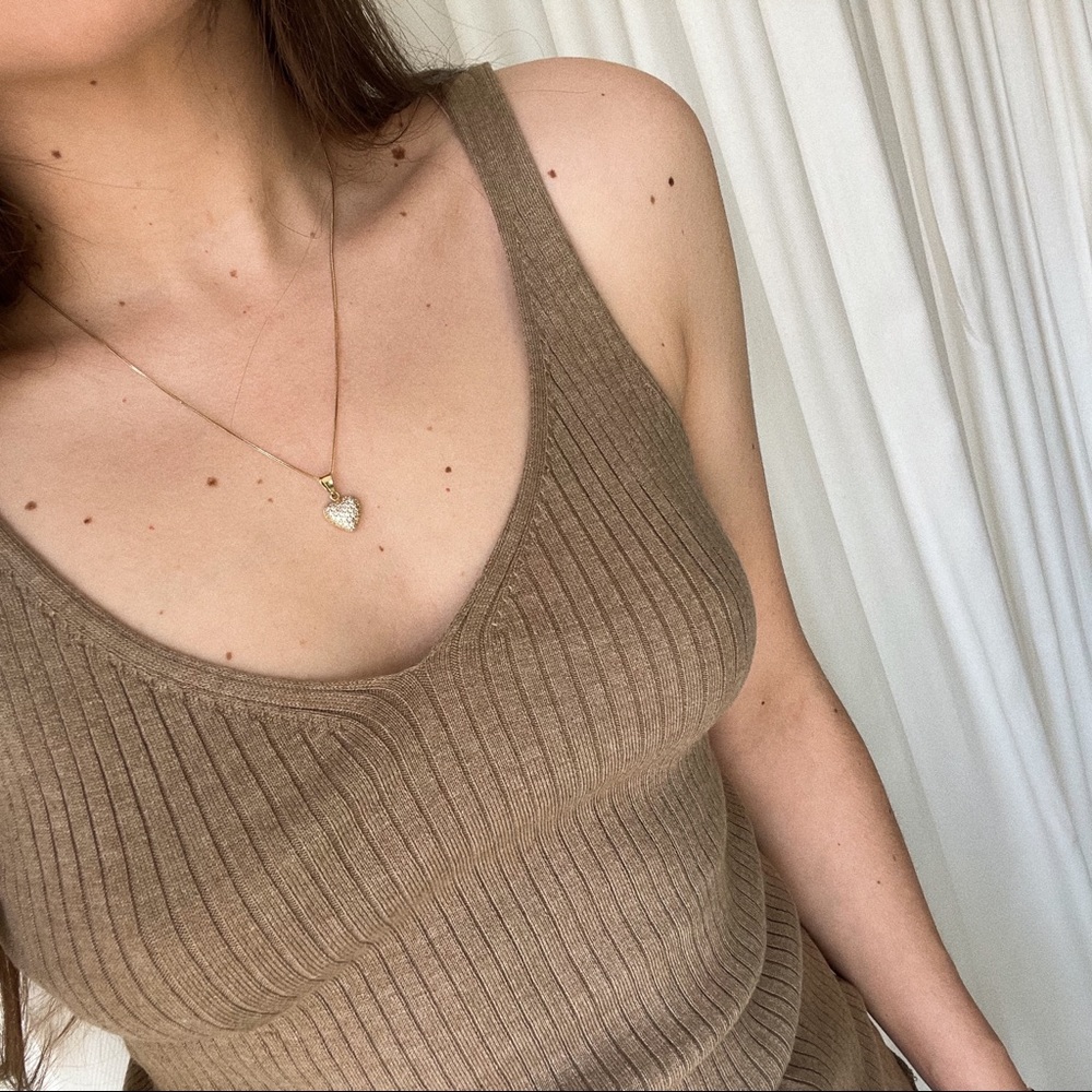 Size S • TANK knit v-neck tank top — In Mocha
